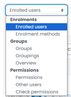 Groups dropdown. 